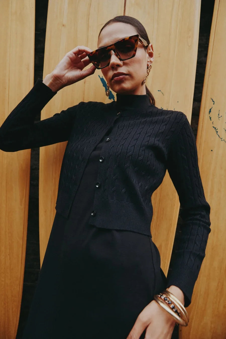 Elegant Knit Cardigan Dress Combo