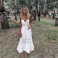 Lace Trim Strappy Midi Swing Dress