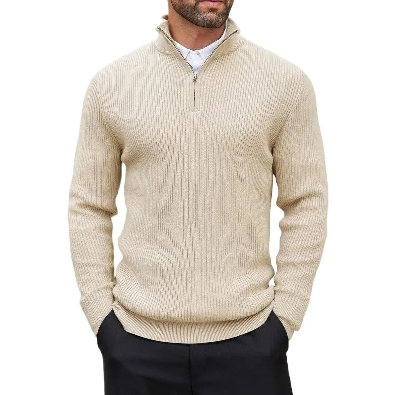 Men's Quarter-Zip Mock Neck Slim Sweater