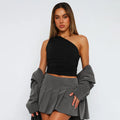 Women's One-Shoulder Sleeveless Slim Tank Top