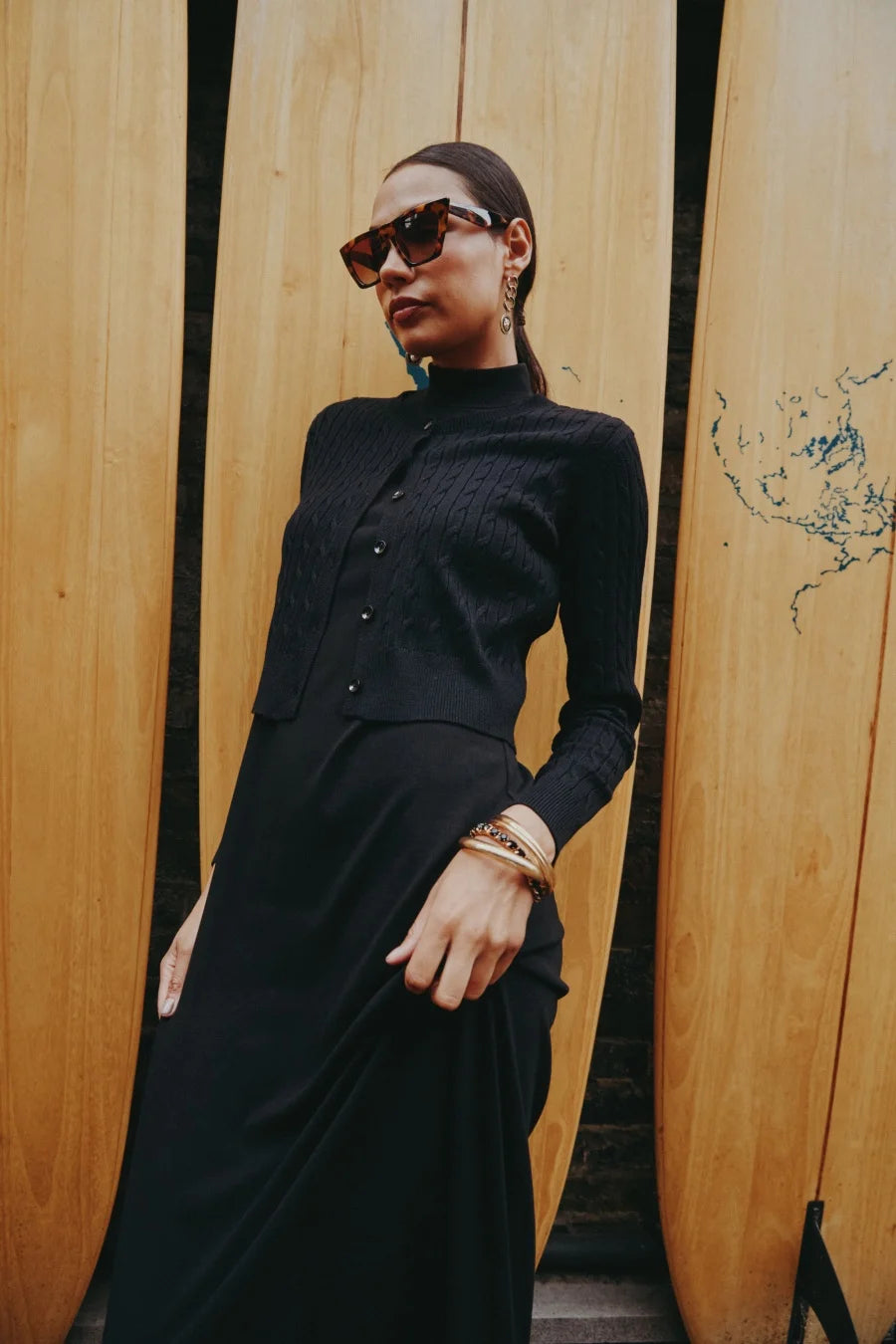 Cable Knit Cardigan & Maxi Dress Set