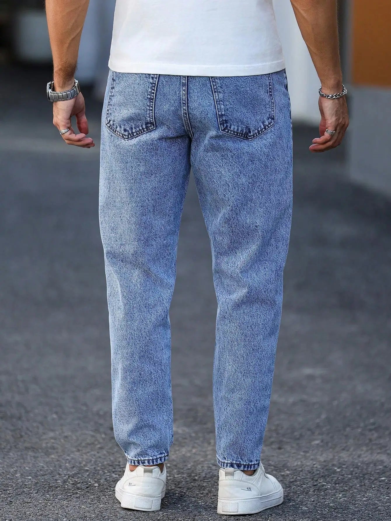 Slim Washed Denim Trousers