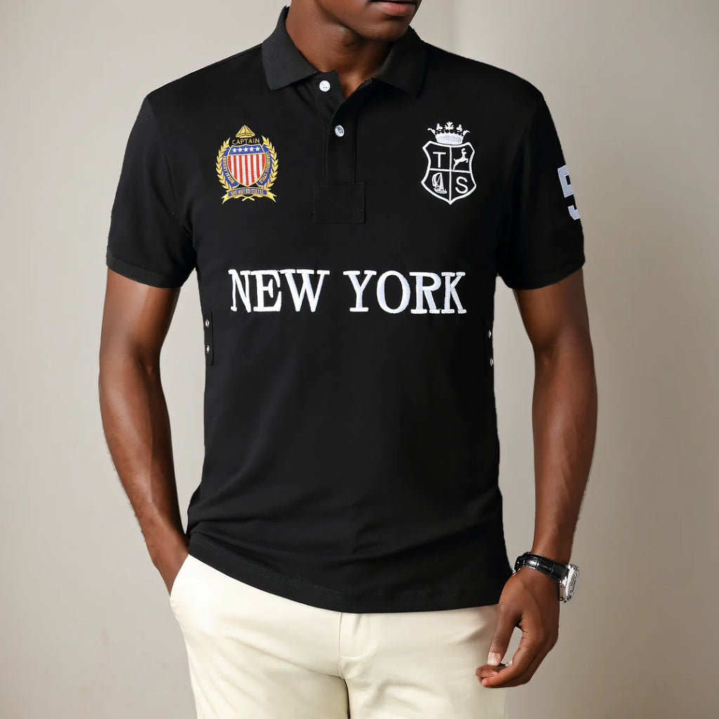 Contrast Embroidery Polo Shirt