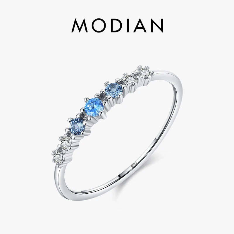 Sterling Silver Blue Zirconia Ring