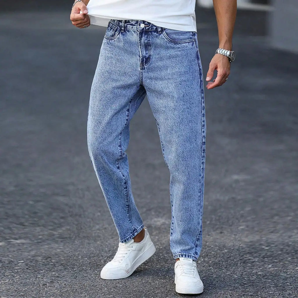 Slim Washed Denim Trousers