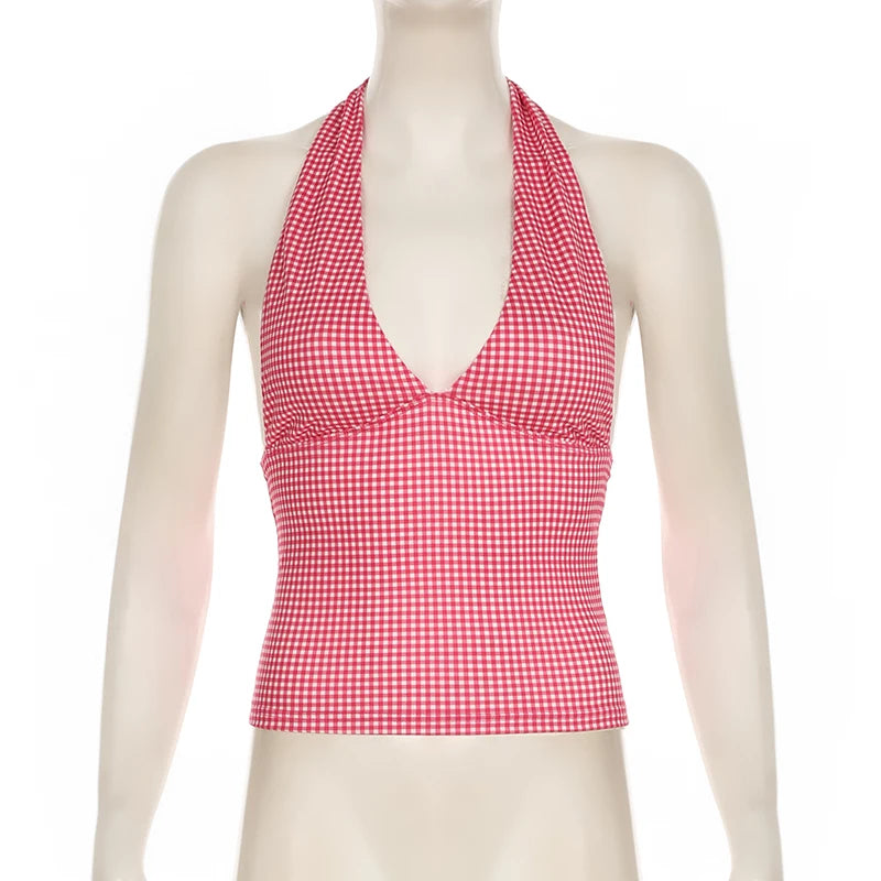 Polka Dot Halter Crop Tank Top