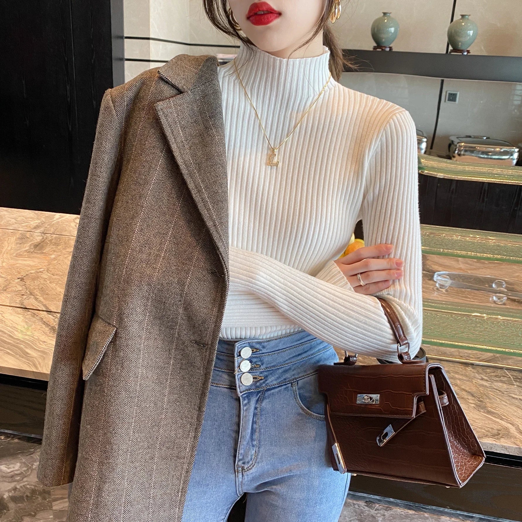 Women's Slim Knit Pullover Sweater