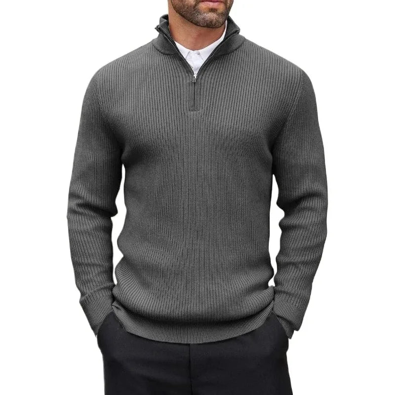 Men's Quarter-Zip Mock Neck Slim Sweater