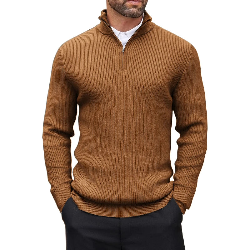 Men's Quarter-Zip Mock Neck Slim Sweater