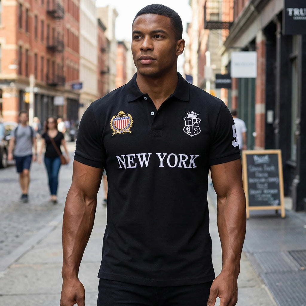 Contrast Embroidery Polo Shirt