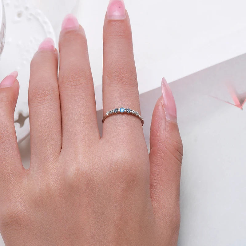 Sterling Silver Blue Zirconia Ring