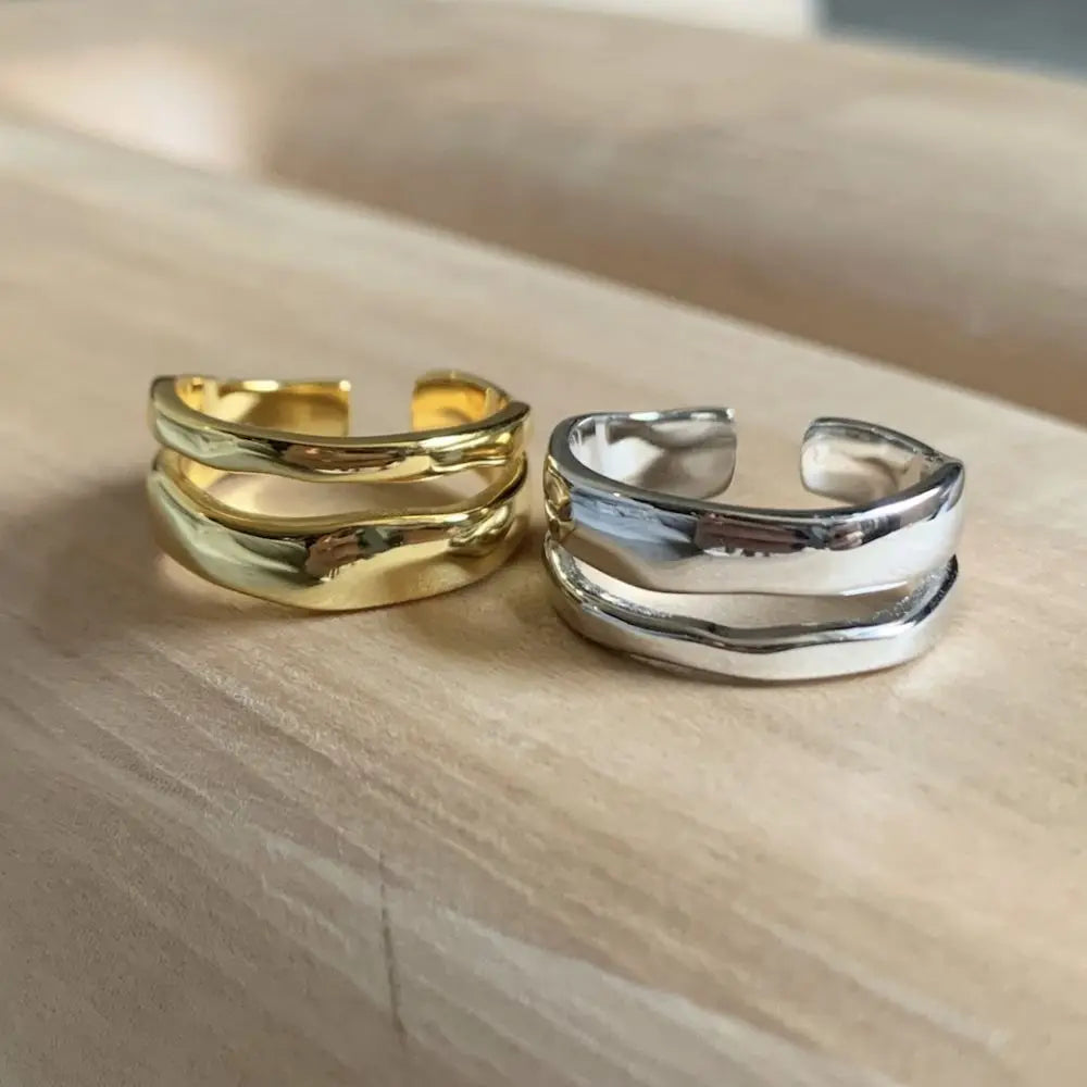 Elegant Stackable Ripple Rings