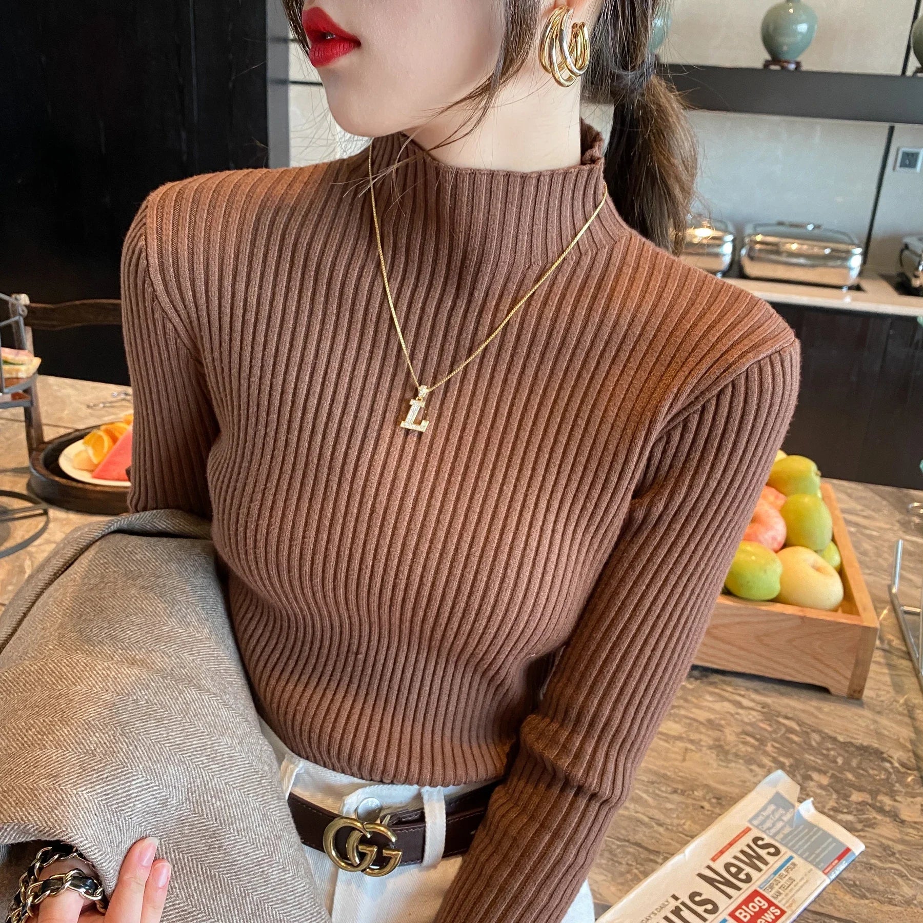 Women's Slim Knit Pullover Sweater