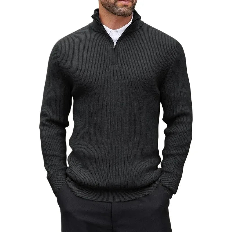 Men's Quarter-Zip Mock Neck Slim Sweater