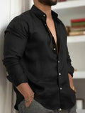 Men's Slim Fit Cotton Linen Long Sleeve Shirt