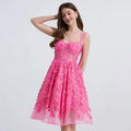 3D Floral Button Pleated Midi Sundress