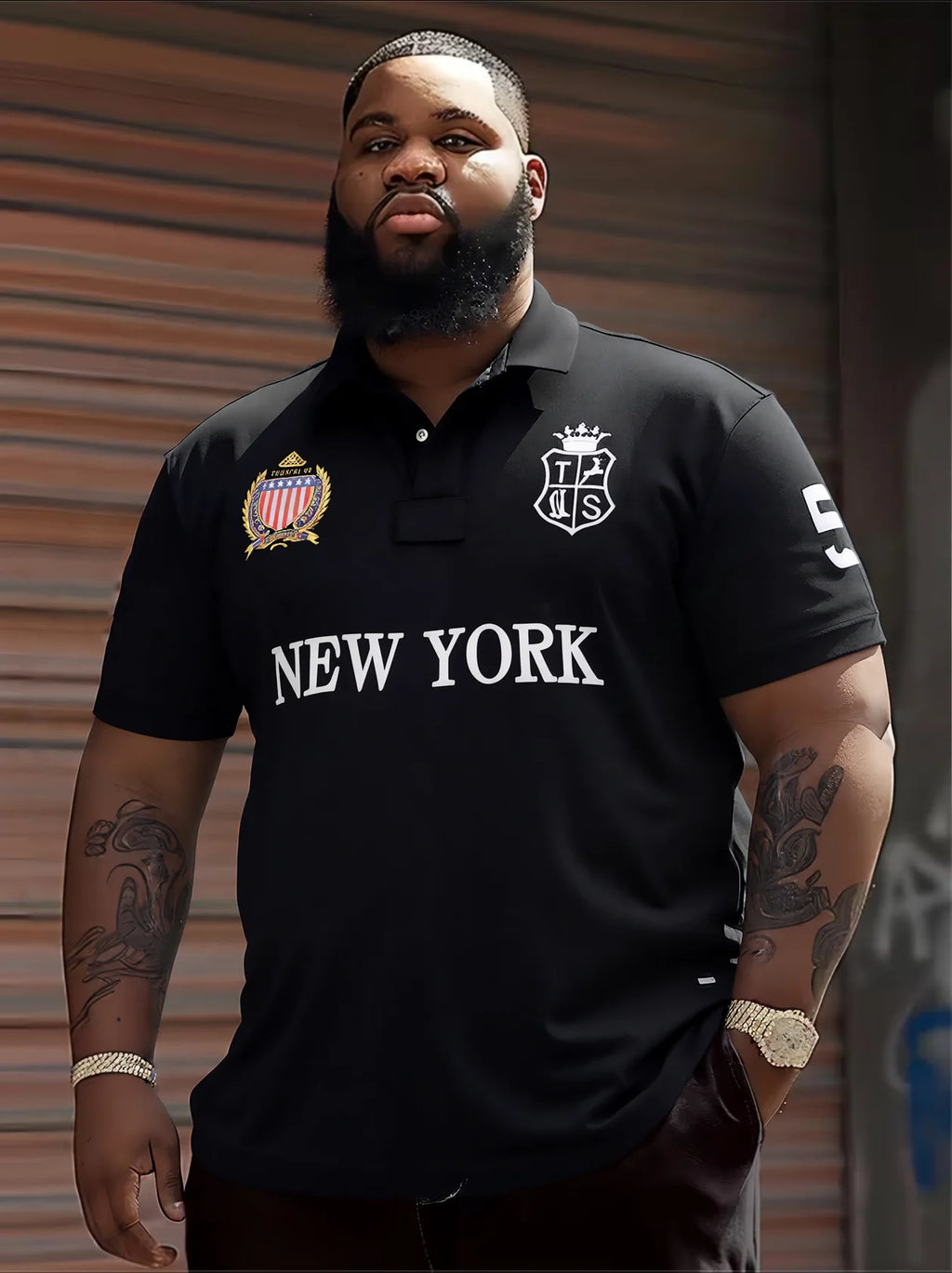 Contrast Embroidery Polo Shirt