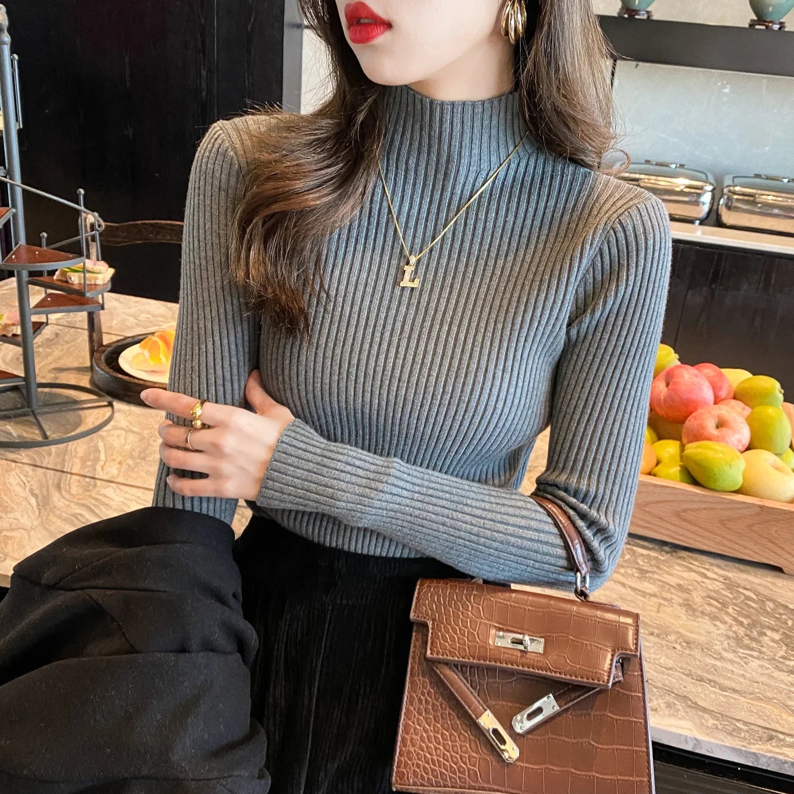 Women's Slim Knit Pullover Sweater