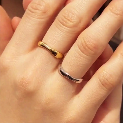 Elegant Stackable Ripple Rings